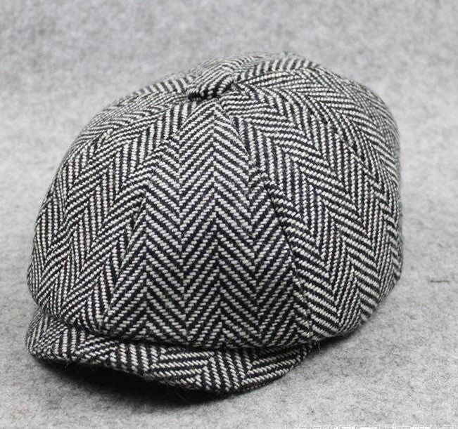 Casual fashion, striped octagonal hat factory wholesale big head circumference men's hat British style retro cap women's hat