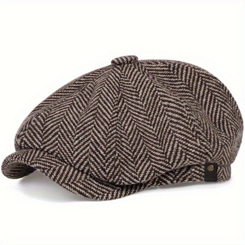 Octagonal Hat Winter Autumn British Retro Beret Men's Newsboy Hat Windproof Handsome Hat Trend