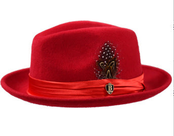 Amazon LAZADA cross-border wool top hat, bow feather men's jazz hat, hot autumn and winter hats in Europe and America