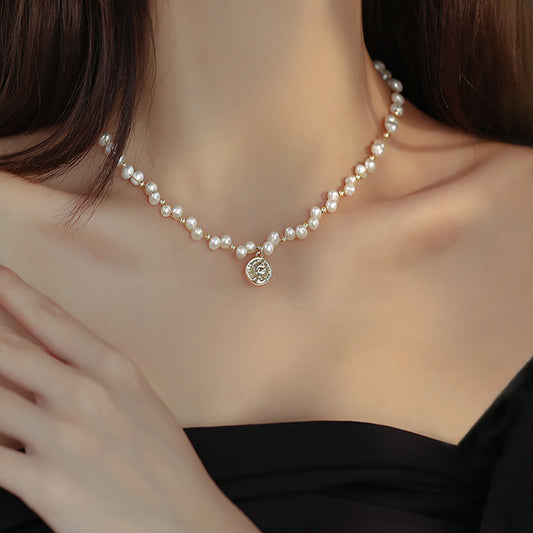 Shijia pearl necklace accessories women do not fade summer versatile high-end sense niche new Chinese collarbone neck chain jewelry