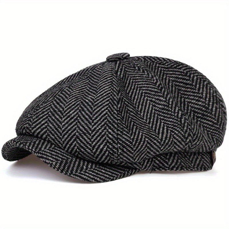 Octagonal Hat Winter Autumn British Retro Beret Men's Newsboy Hat Windproof Handsome Hat Trend