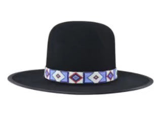 Cross-border independent station European and American wool felt hats autumn and winter new wool woolen hats men's and women's wide-brimmed flat-brimmed top hats Tibetan style