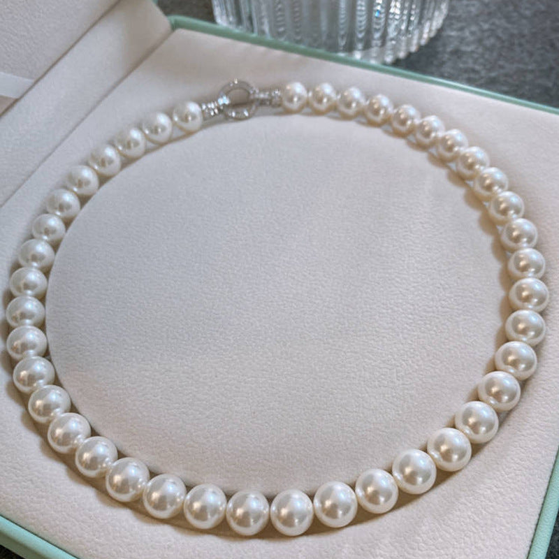 Australian White Mother Shell Pearl Necklace Women's High-end Niche Sweater Chain Versatile New Chinese Collarbone Neck Chain Jewelry