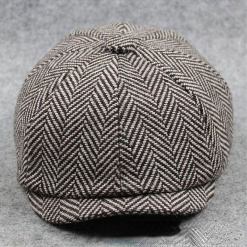 Casual fashion, striped octagonal hat factory wholesale big head circumference men's hat British style retro cap women's hat