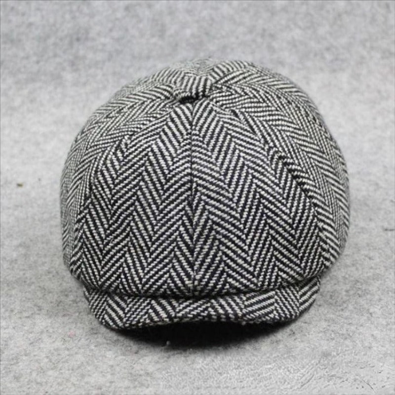 Casual fashion, striped octagonal hat factory wholesale big head circumference men's hat British style retro cap women's hat