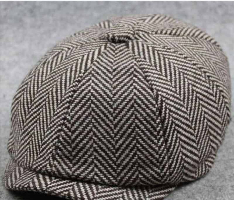 Casual fashion, striped octagonal hat factory wholesale big head circumference men's hat British style retro cap women's hat